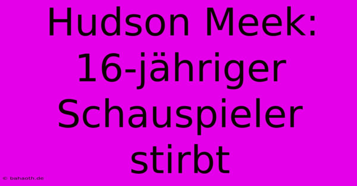 Hudson Meek: 16-jähriger Schauspieler Stirbt