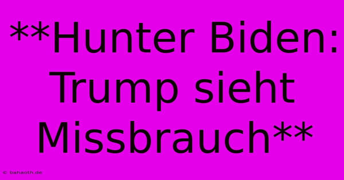 **Hunter Biden: Trump Sieht Missbrauch**