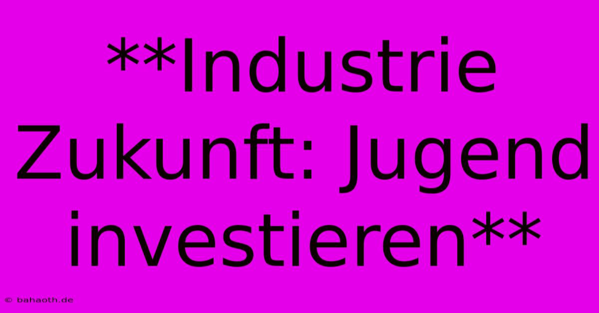 **Industrie Zukunft: Jugend Investieren**