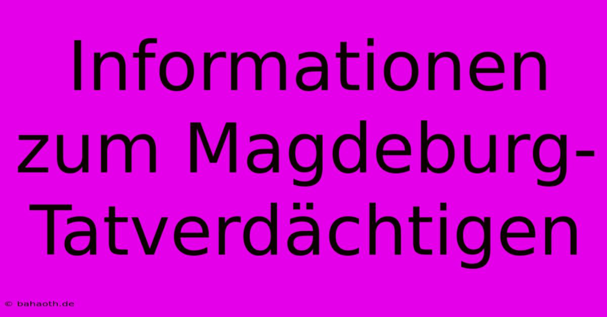 Informationen Zum Magdeburg-Tatverdächtigen