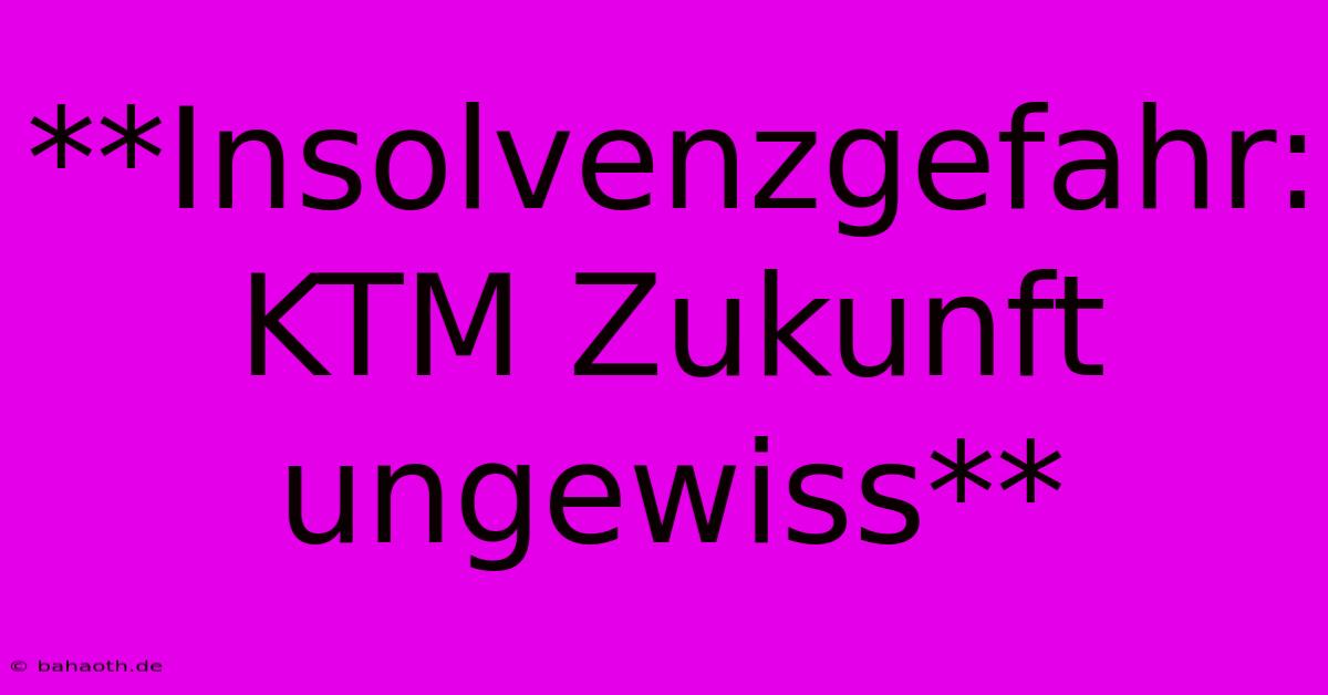 **Insolvenzgefahr: KTM Zukunft Ungewiss**