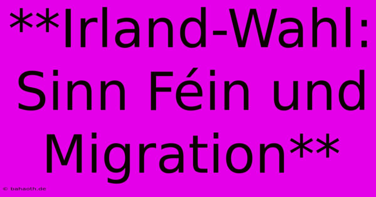 **Irland-Wahl: Sinn Féin Und Migration**