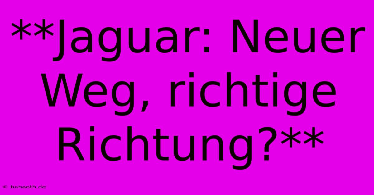 **Jaguar: Neuer Weg, Richtige Richtung?**