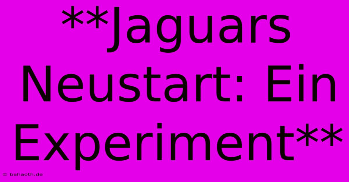 **Jaguars Neustart: Ein Experiment**