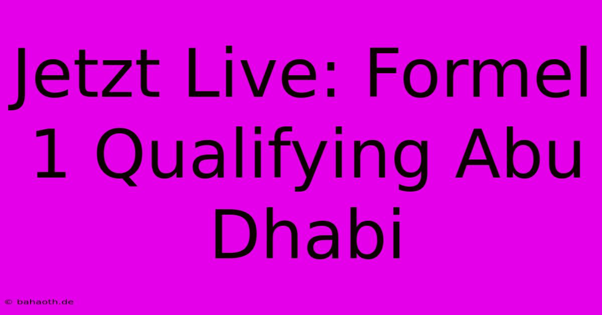 Jetzt Live: Formel 1 Qualifying Abu Dhabi