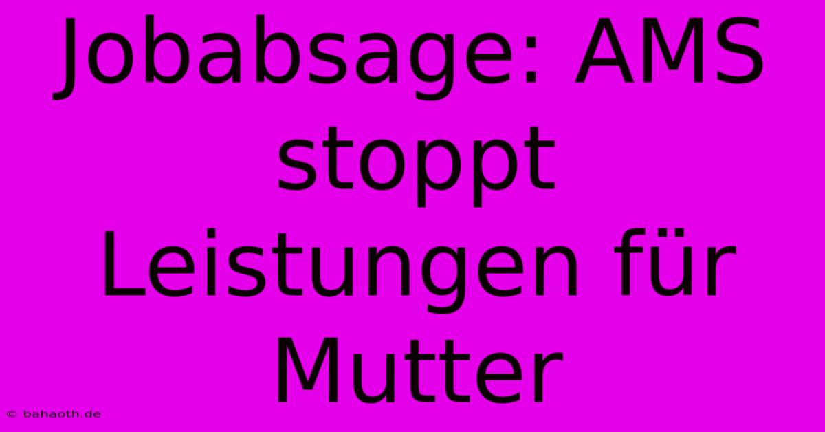 Jobabsage: AMS Stoppt Leistungen Für Mutter