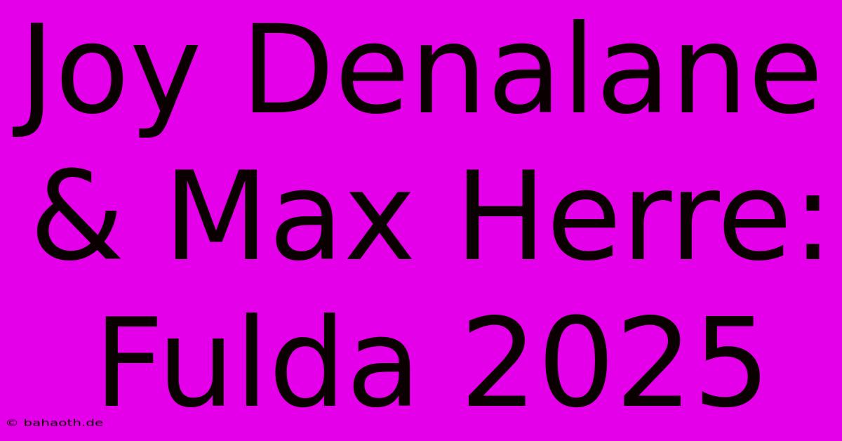 Joy Denalane & Max Herre: Fulda 2025