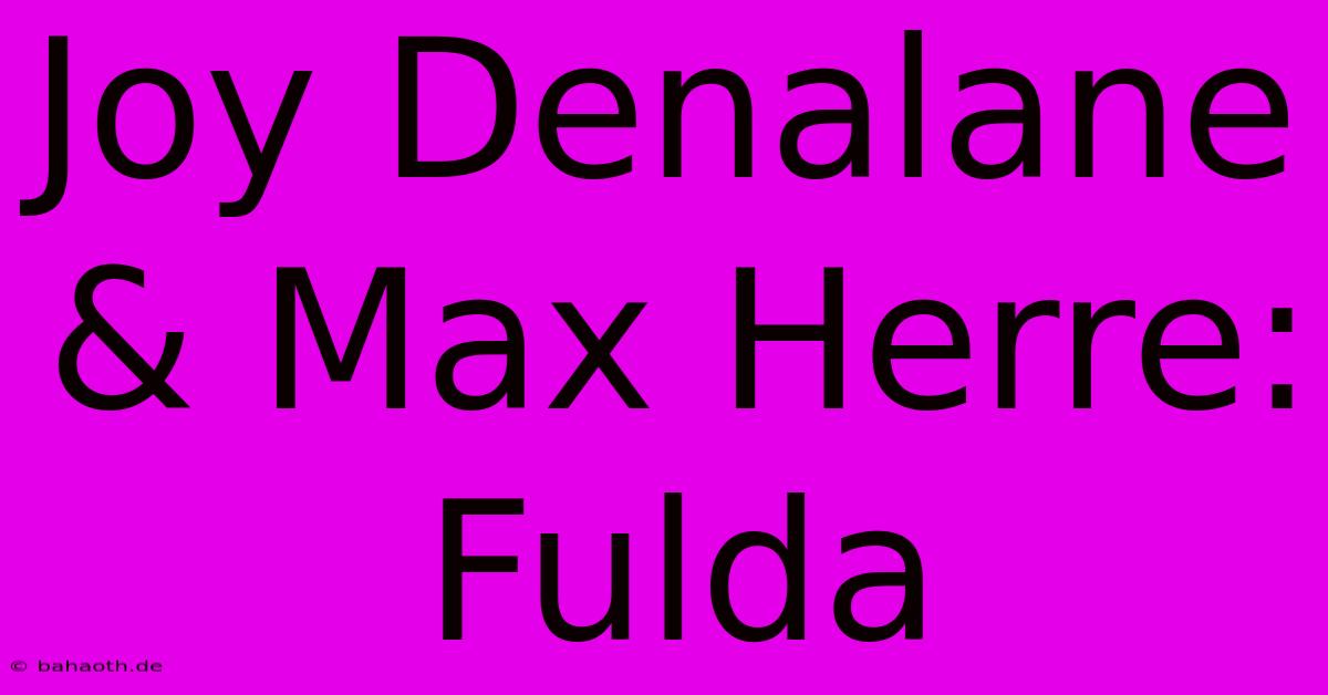 Joy Denalane & Max Herre: Fulda