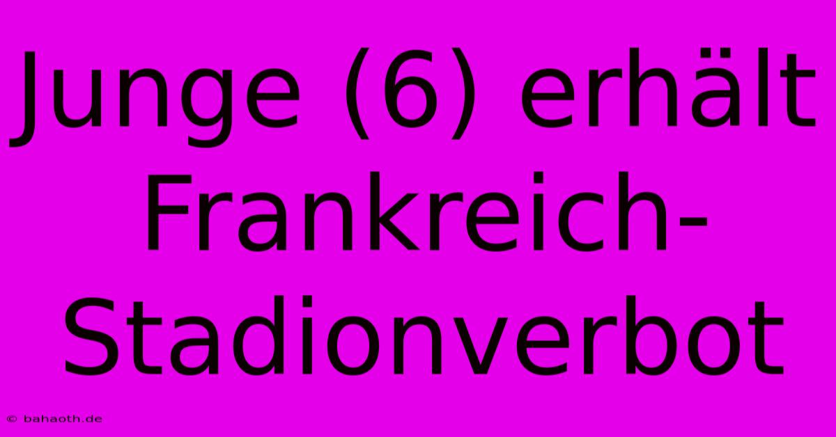 Junge (6) Erhält Frankreich-Stadionverbot