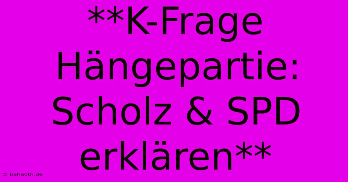 **K-Frage Hängepartie: Scholz & SPD Erklären**