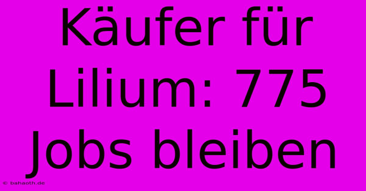 Käufer Für Lilium: 775 Jobs Bleiben