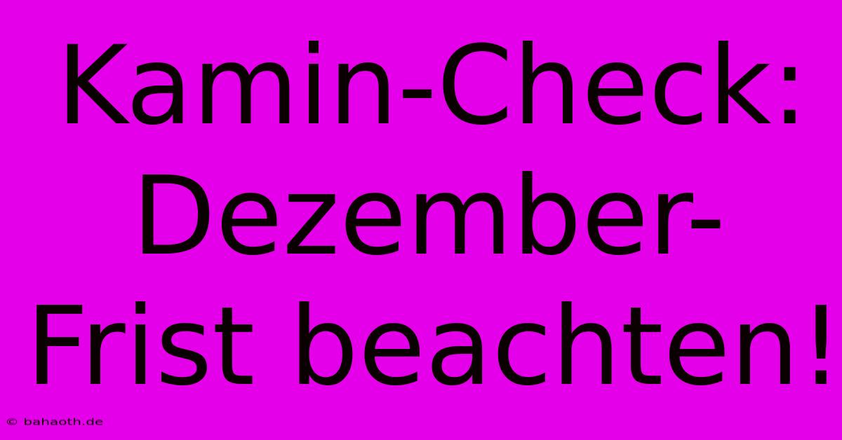 Kamin-Check: Dezember-Frist Beachten!