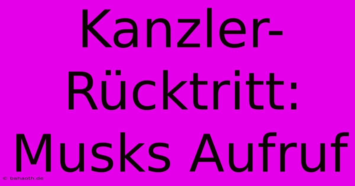 Kanzler-Rücktritt:  Musks Aufruf