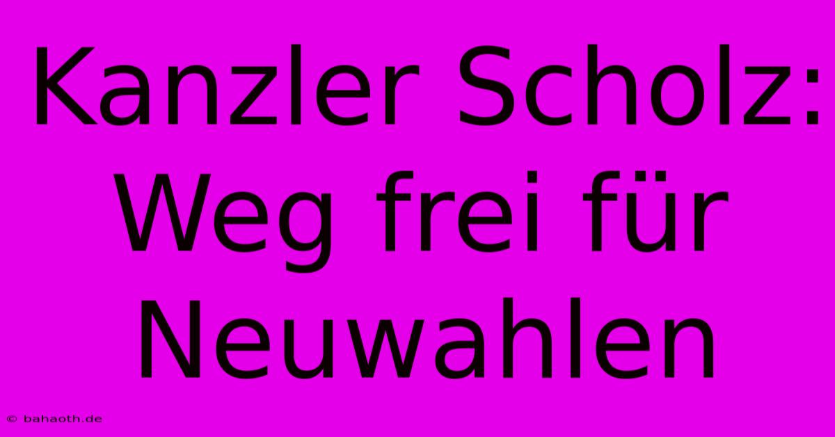 Kanzler Scholz: Weg Frei Für Neuwahlen