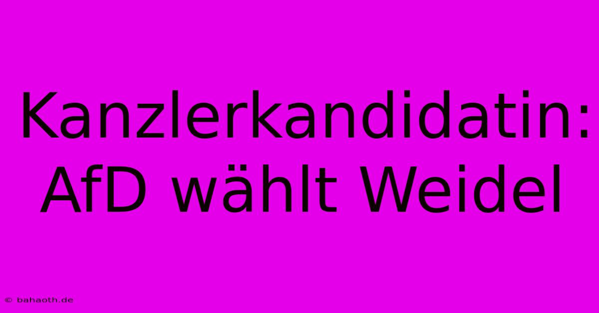 Kanzlerkandidatin: AfD Wählt Weidel