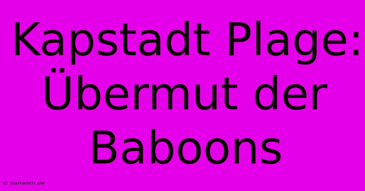 Kapstadt Plage: Übermut Der Baboons