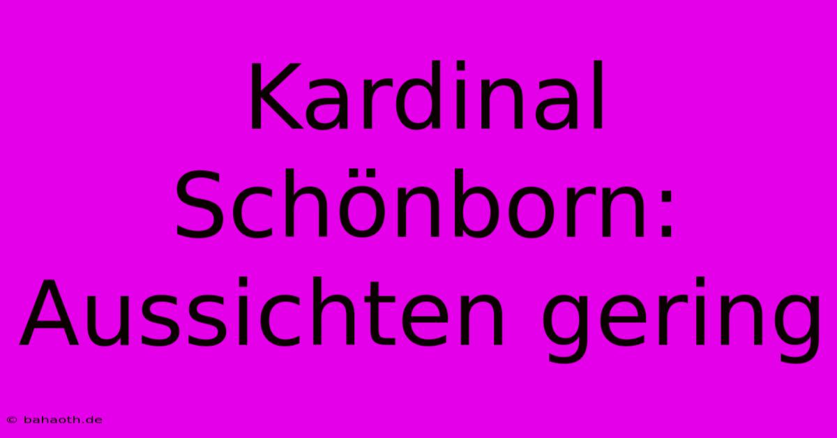 Kardinal Schönborn: Aussichten Gering