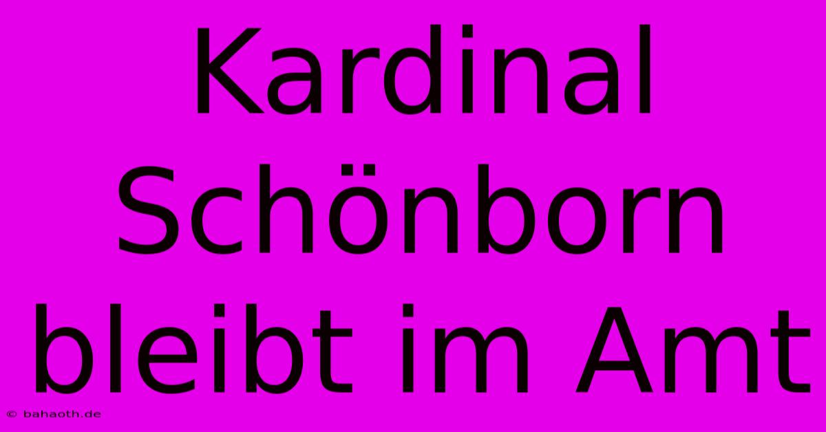 Kardinal Schönborn Bleibt Im Amt