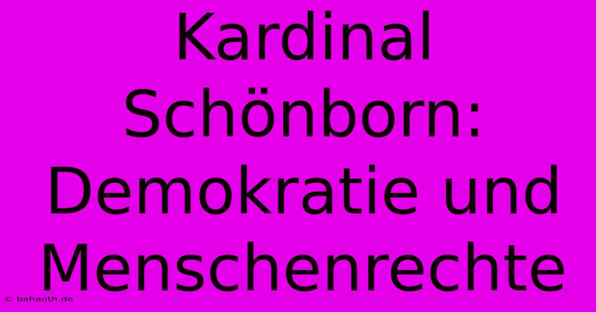 Kardinal Schönborn: Demokratie Und Menschenrechte