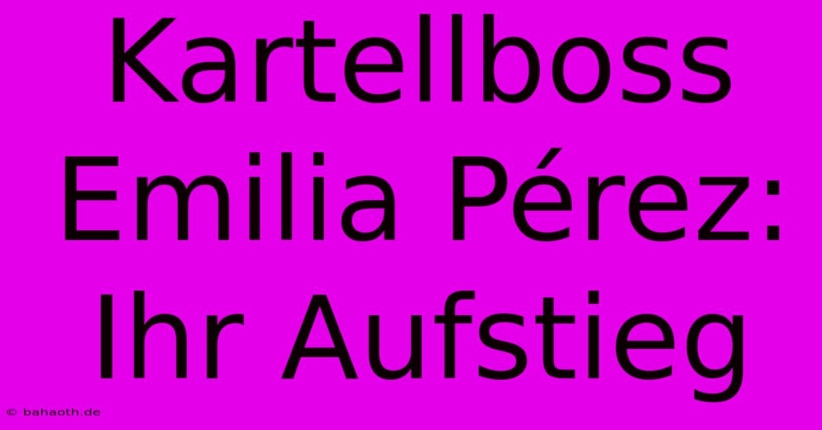 Kartellboss Emilia Pérez: Ihr Aufstieg