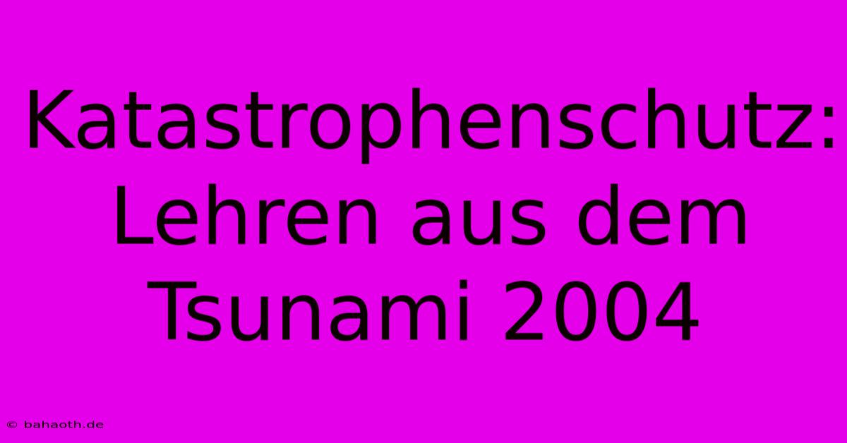 Katastrophenschutz: Lehren Aus Dem Tsunami 2004