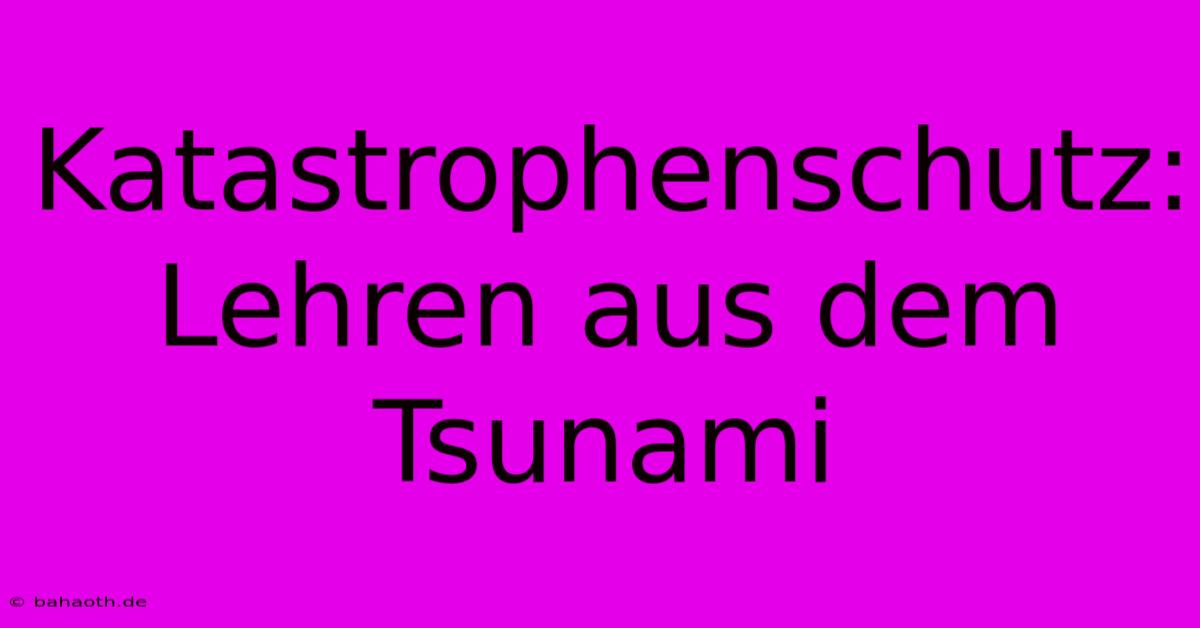 Katastrophenschutz: Lehren Aus Dem Tsunami