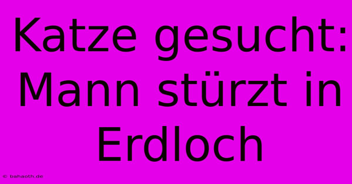 Katze Gesucht: Mann Stürzt In Erdloch