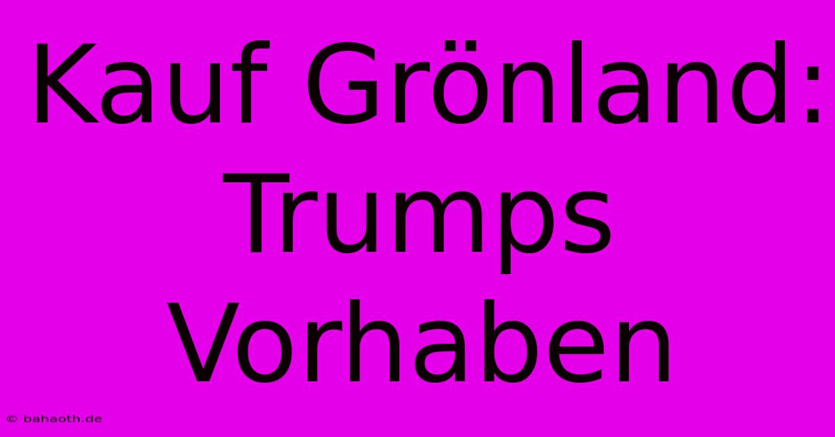 Kauf Grönland: Trumps Vorhaben