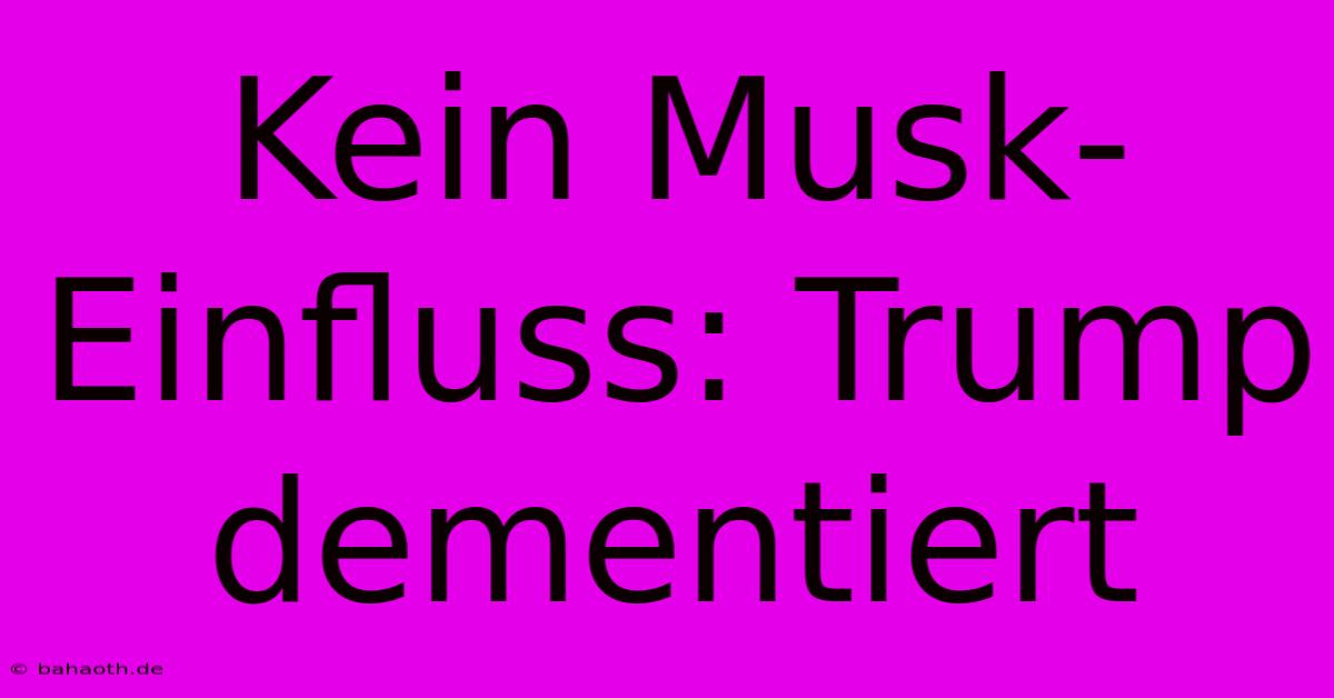 Kein Musk-Einfluss: Trump Dementiert