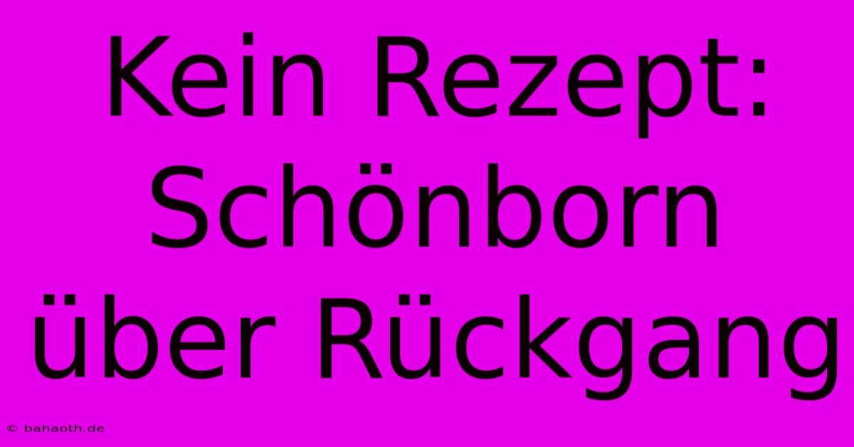 Kein Rezept: Schönborn Über Rückgang