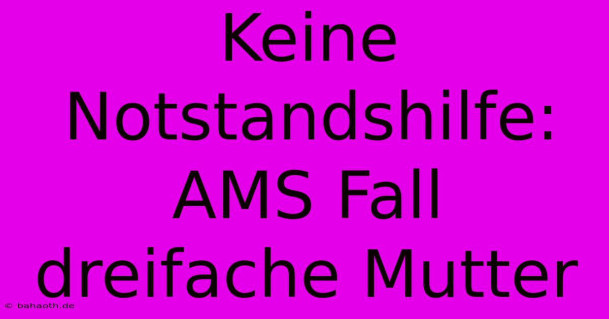 Keine Notstandshilfe: AMS Fall Dreifache Mutter