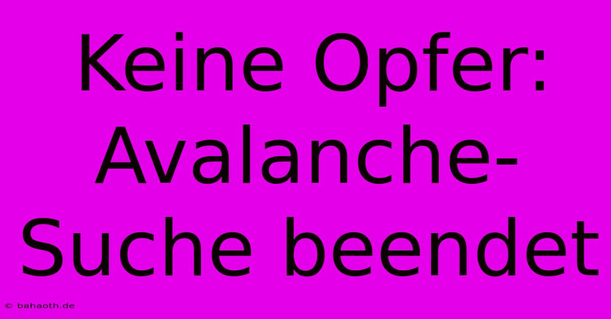 Keine Opfer: Avalanche-Suche Beendet