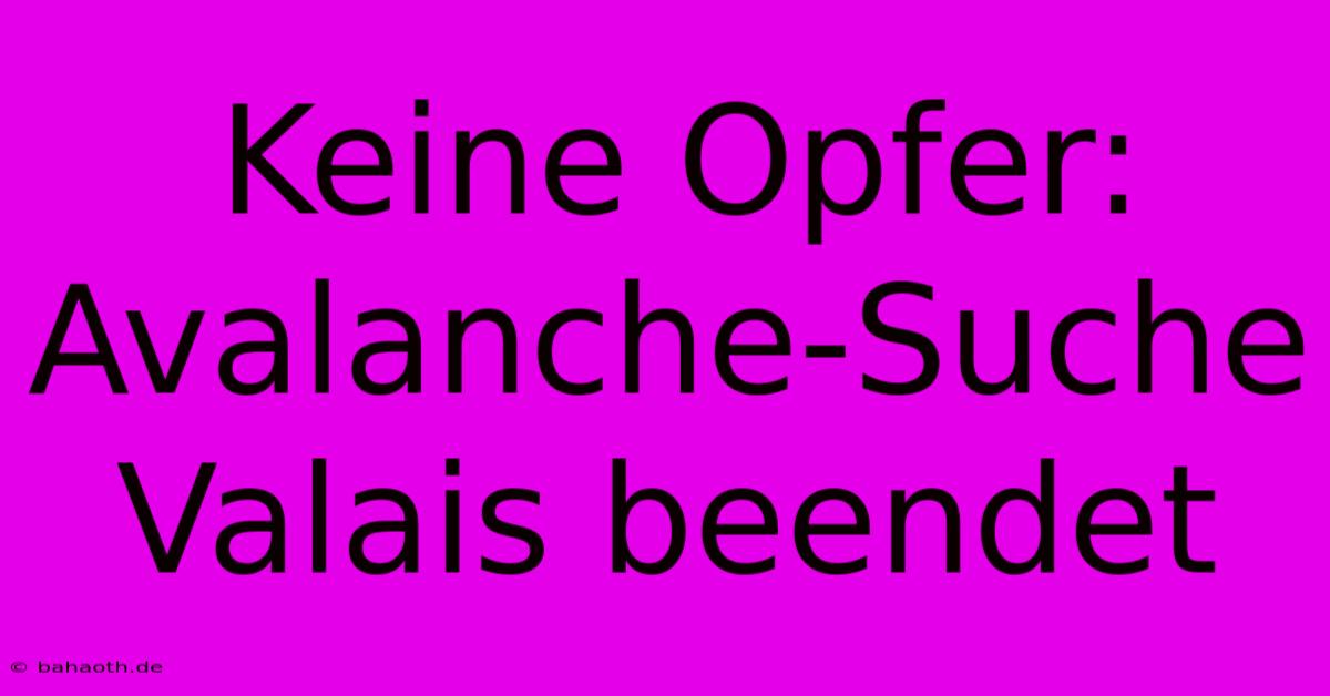 Keine Opfer: Avalanche-Suche Valais Beendet