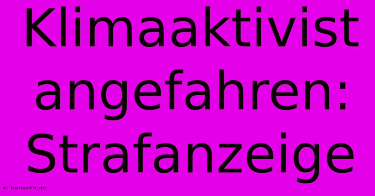 Klimaaktivist Angefahren: Strafanzeige