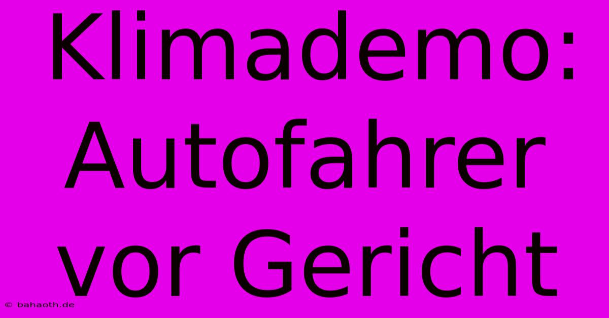 Klimademo: Autofahrer Vor Gericht