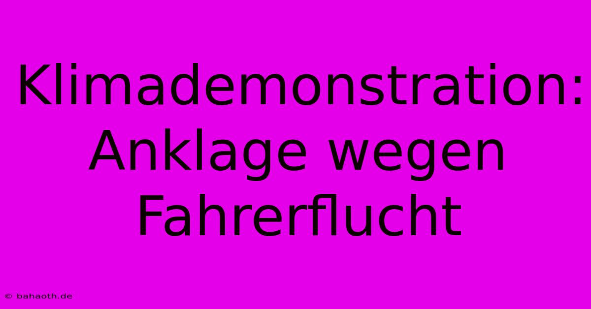 Klimademonstration: Anklage Wegen Fahrerflucht