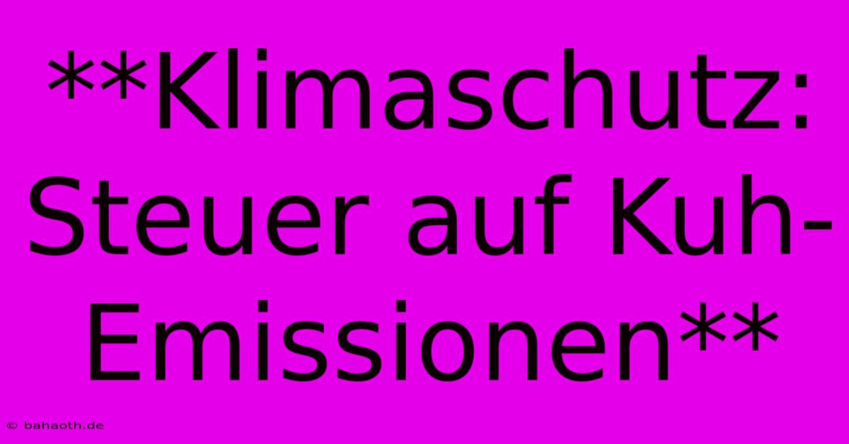 **Klimaschutz: Steuer Auf Kuh-Emissionen**