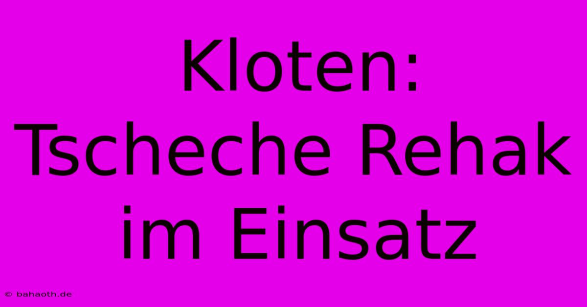 Kloten: Tscheche Rehak Im Einsatz