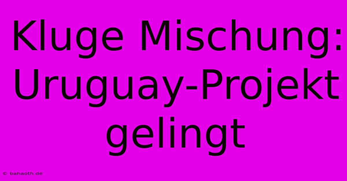 Kluge Mischung:  Uruguay-Projekt Gelingt