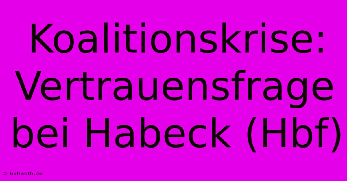 Koalitionskrise: Vertrauensfrage Bei Habeck (Hbf)