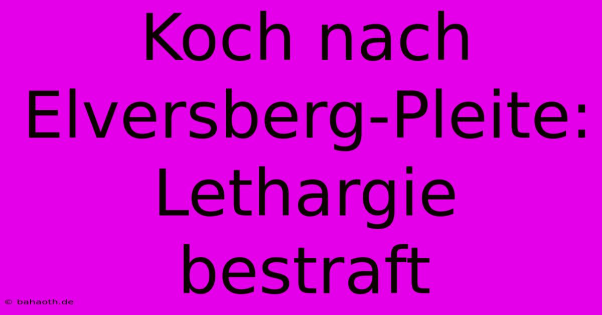 Koch Nach Elversberg-Pleite: Lethargie Bestraft