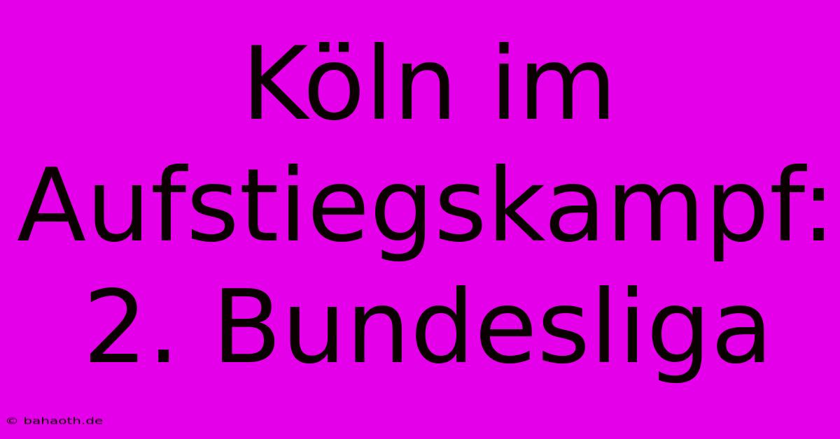 Köln Im Aufstiegskampf: 2. Bundesliga