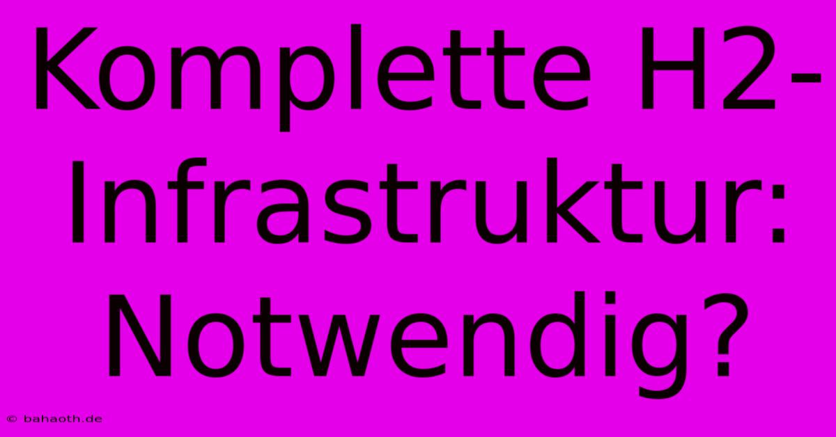 Komplette H2-Infrastruktur:  Notwendig?