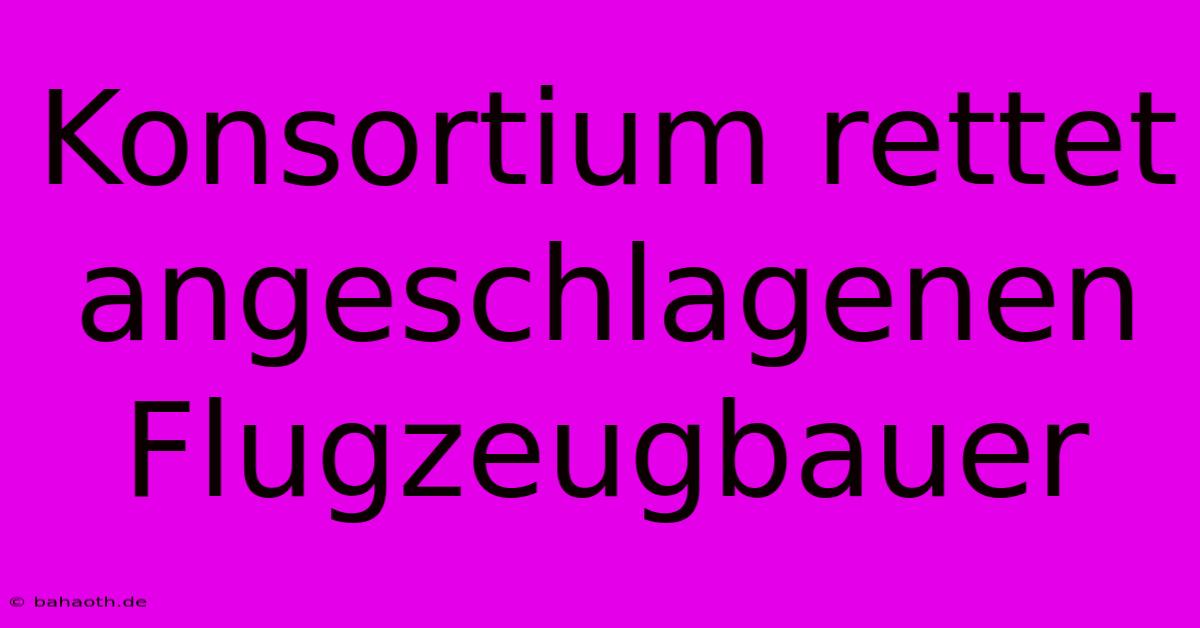 Konsortium Rettet Angeschlagenen Flugzeugbauer