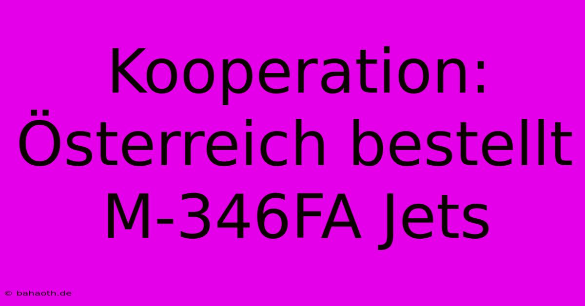 Kooperation: Österreich Bestellt M-346FA Jets