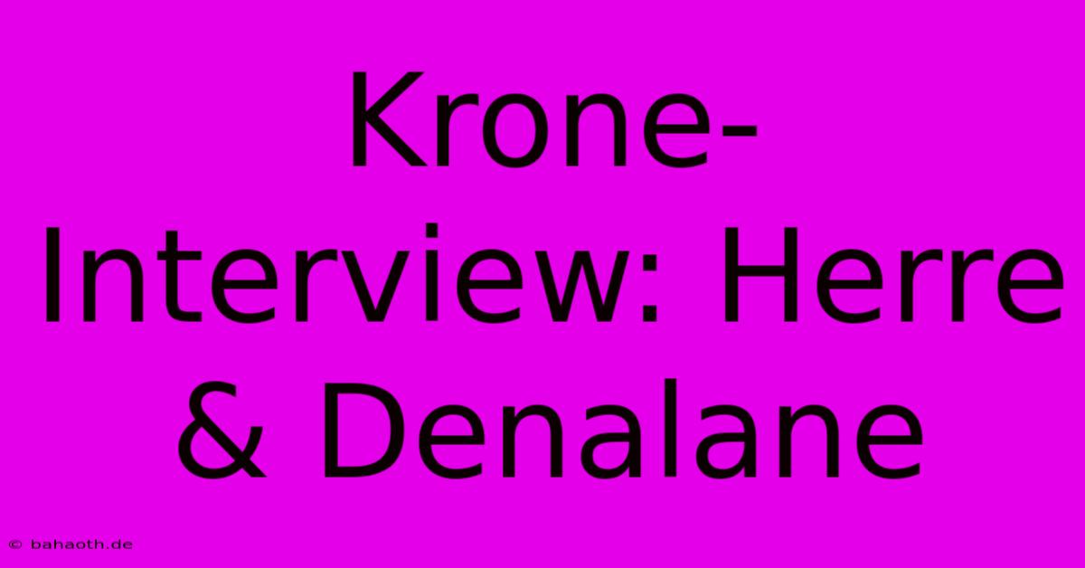 Krone-Interview: Herre & Denalane