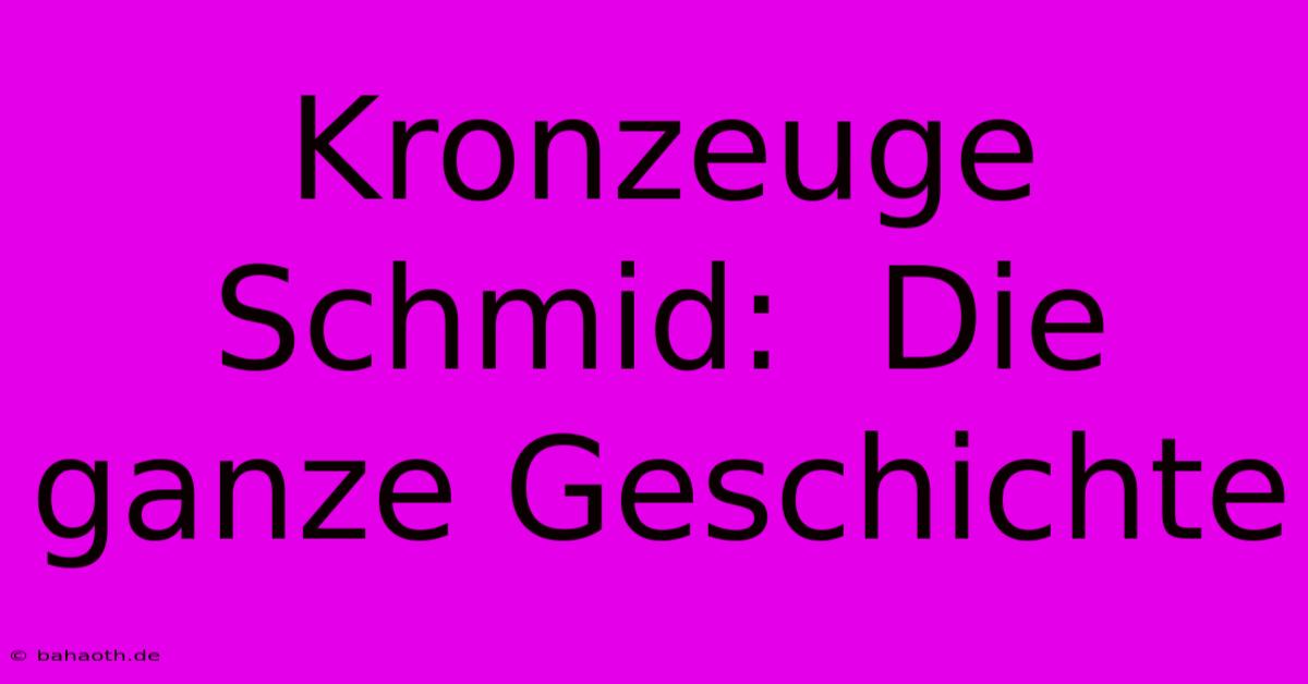 Kronzeuge Schmid:  Die Ganze Geschichte