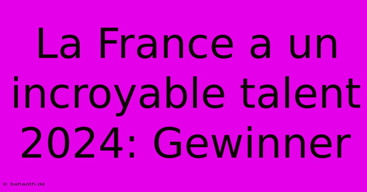 La France A Un Incroyable Talent 2024: Gewinner