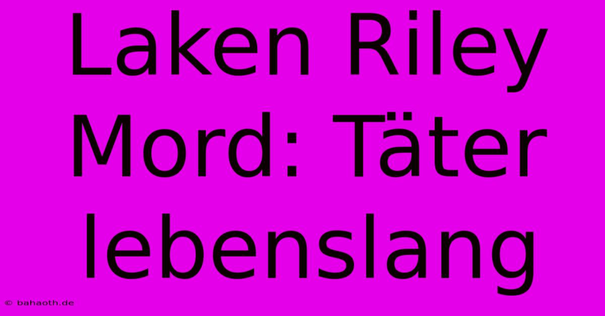 Laken Riley Mord: Täter Lebenslang