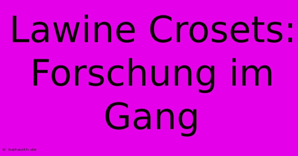 Lawine Crosets:  Forschung Im Gang